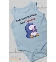 Babaannemin Evinde Diyet Yapılmaz! Baskılı Bebek Zıbını – Çıtçıtlı Body  %100 Pamuk Sıfır Kol (Bebek Mavisi)