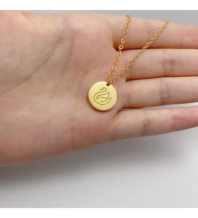 Kişiye Özel 925 Ayar Gümüş Minimal Disk Kuğu Silüet Kolye Sevgiliye Hediye (Gold)