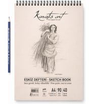 Lexroo A4 Eskiz Defteri, İnce Grenli, Kolay Silinebilir pH Nötr Kağıt, Spiralli Sketch Book, 90 g/m²