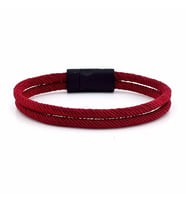 BORDO İKİ SIRALI SİYAH METAL MIKNATISLI ERKEK BİLEKLİK M013F
