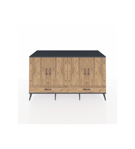 Kronos Konsol 6 Raflı 2 Çekmeceli 4 Kapaklı 176x59x99 Antrasit-Çam