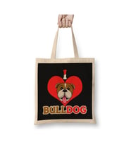 I Love Bulldog Pop Art Köpek Beyaz Bez Çanta Uzun Saplı Alışveriş Çantası Plaj Çantası