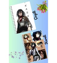 Mikasa ackerman defter seti 2 adet A4 boyutu 21*30 çizgili + kareli 60 syf