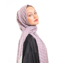 Geometrik Desen Pavia Seri Şal Eşarp Askısı ile Birlikte 75x200 cm Pudra Krem-75