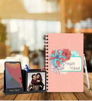 Kişiye Özel Desen Baskılı Ahşap Defter & Roller Kalem & Ahşap Mdf Kalemlik