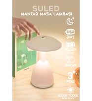 Beyaz USB Şarjlı Mantar Tasarımlı Dokunmatik Gece Lambası (Krem)