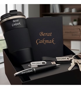 İsme Özel Çelik Termos l Kalem l Usb Bellek l Defter l Anahtarlık Hediye Seti