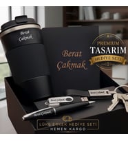 İsme Özel Lüks Çelik Termos Bardak Kalem Usb Flash Bellek Defter Anahtarlık Erkek Hediye Seti