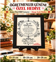 Öğretmenler Günü Hediyesi Kişiye Özel MDF Çerçeve – Anlamlı Teşekkür Tasarımı, Ahşap Ayak Hediyeli