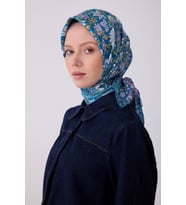 Etnik Desen Saf İpek Twill Eşarp  - 2026 İlkbahar-Yaz (T)   4314