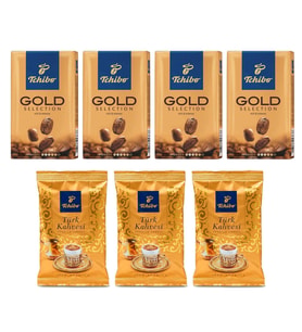 Tchibo Gold Filtre Kahve 250 gr 4 Adet + Türk Kahvesi 100 gr 3 Adet