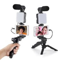 Pazariz Profesyonel Selfie Mikrofon Tripod İle Led Işık Mikrofon Kayıt Mikrofon