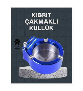 Şık Paslanmaz Metal Masa Üstü Çakmaklı Küllük, Modern ve Sağlam Tasarım