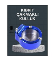 Şık Paslanmaz Metal Masa Üstü Çakmaklı Küllük, Modern ve Sağlam Tasarım