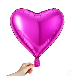 Kalp Folyo Balon, 60cm - Fuşya