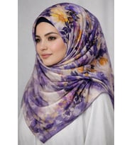 Miray Nevada Büyük Boy Organik Pamuk Eşarp - 120 x 120 - 06253 (Mor)