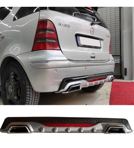 Mercedes A160 Difüzör Arka Tampon Eki 2 Egzoz Çıkışlı Gri Siyah