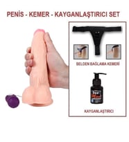 LilituShop 20,5 cm Belden Bağlamalı Titreşimli Realistik Dildo Penis Set