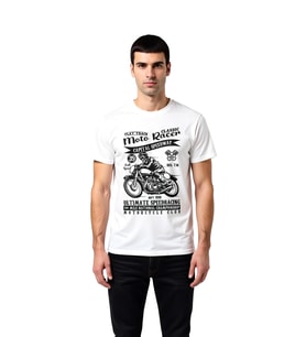 Erkek Vintage Moto Racer Baskılı Tişört Flat Track Yarış Temalı Günlük Konforlu Rahat Modern Şık