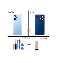 Redmi Note 12 Pro Plus 5G Lensli Gök Mavisi Uyumlu Arka Kapak + Yapıştırıcı ve Vida Seti