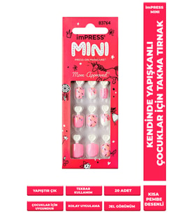 imPRESS Mini Kendinden Yapışkanlı Çocuk Takma Tırnağı Pembe Desenli