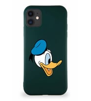 Apple iPhone 11 Soft Premier Kapak Donald Duck-F Tasarımlı Silikon Kılıf - Yeşil (Şeffaf)