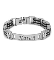 Kişiye Özel İsim Yazılı Silver Renk Çelik Erkek Bileklik (Model-2) (Çok Renkli)