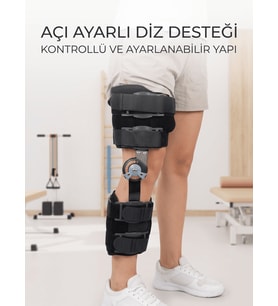 Kısa Açı Ayarlı Dizlik Menteşeli Ortopedik Diz Desteği Ayarlanabilir Sabitlemeli