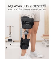 Kısa Açı Ayarlı Dizlik Menteşeli Ortopedik Diz Desteği Ayarlanabilir Sabitlemeli