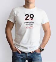 BK Gift 29 Ekim Tasarımlı Erkek Beyaz T-shirt-4, Arkadaşa Hediye, 29 Ekim Hediyesi Hediyesi, Trend Tişört, 100.Yıl Hediyesi