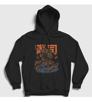 Presmono Unisex Beyaz Sushi Dragon Ejderha Kapüşonlu Sweatshirt 354440tt (Siyah)