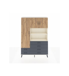 Arges Dolap 8 Raflı 6 Çekmeceli 3 Kapaklı 132x30x195 Aytaşı-Çam/Antrasit