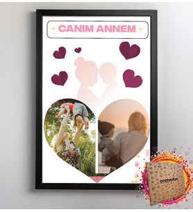 Kişiye Özel Fotoğraflı ve Mesajlı Kalp Tasarımlı 21x30 Fotoğraf Anı Çerçevesi