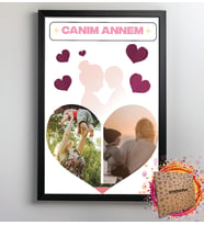 Kişiye Özel Fotoğraflı ve Mesajlı Kalp Tasarımlı 21x30 Fotoğraf Anı Çerçevesi