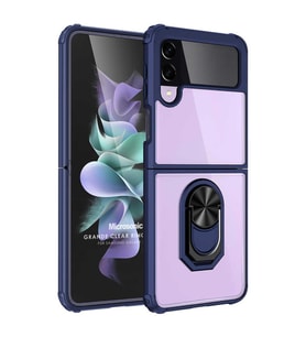 Microsonic Samsung Galaxy Z Flip 4 Kılıf Grande Clear Ring Holder Lacivert
