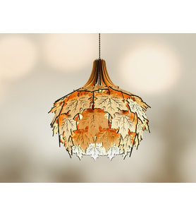 İngiliz Tarzı Çınar Yaprağı Modern Globe Küre Doğal Ahşap MDF 3D Lazer Kesim Rustik Salon Avize
