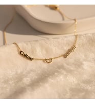 Kişiye Özel 925 Ayar Gümüş Şık Çift İsim Kalp Kolye (Gold)