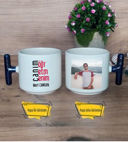 Öğretmene Hediye Canım Öğretmenim Kupa Bardak Fotoğraflı T Lacivert Kulplu Öğretmenler Günü Hediyesi
