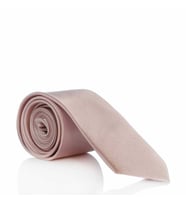 Pudra Pembe Slim Fit (ince) Düz Renk Mendilli Saten Kravat - SS-39__ (Renksiz)
