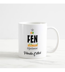Kişiye Özel Fen Bilimleri Öğretmeni Beyaz Kupa Bardak (1. Tasarım)