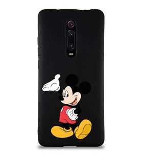 Xiaomi Redmi K20 Pro Soft Premier Kapak Mickey Mouse-C Tasarımlı Silikon Kılıf - Siyah (Şeffaf)