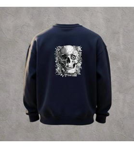 Midnight Urban Skull – Lacivert Kurukafa Baskılı Unisex Sweatshirt