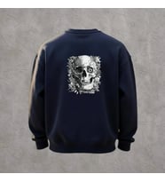 Midnight Urban Skull – Lacivert Kurukafa Baskılı Unisex Sweatshirt