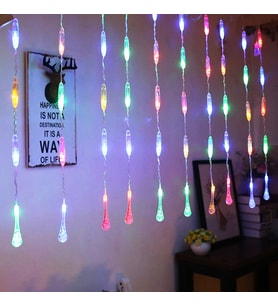 VIP KALİTE DEKOR SU DAMLASI SALKIM LED IŞIK RENKLİ LED IŞIK 3 METRE 1.20 CM DAL SALKIM RENKLİ LED IŞIK