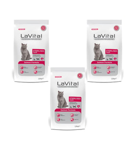 Lavital Somon Balıklı Kısırlaştırılmış Kuru Kedi Maması 1.5 Kg*3 Adet (Kahverengi)