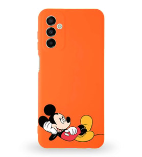 Samsung Galaxy M13 Uyumlu Lansman Kılıf Altı Kapalı İçi Kadife  Mickey Mouse-F Tasarımlı  Kapak (Şeffaf)