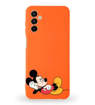Samsung Galaxy M13 Uyumlu Lansman Kılıf Altı Kapalı İçi Kadife  Mickey Mouse-F Tasarımlı  Kapak (Şeffaf)