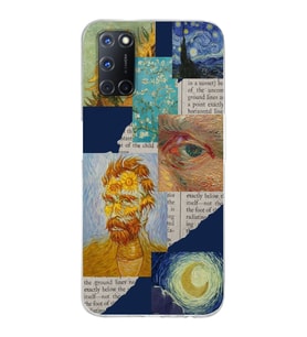 Oppo A52/A72/A92 Uyumlu Vincent van Gogh Kolaj Desenli Şeffaf Telefon Kılıfı