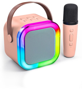 TT SZB-WR187 Karaokeli Bluetooth RGB Hoparlör TF Kartı / USB / Aux (Pudra Pembe)
