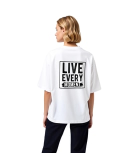 Her Anı Yaşa Motivasyonlu Baskılı Kadın Oversize Tişört